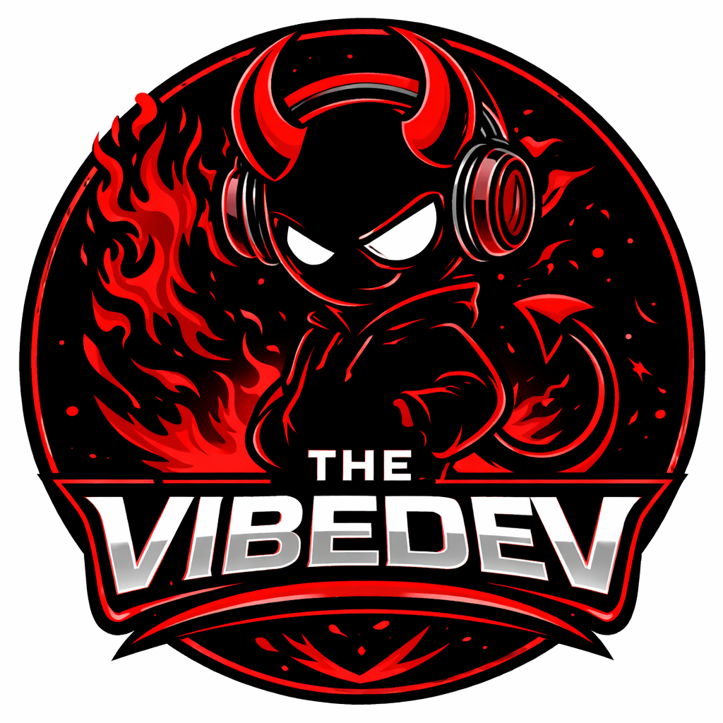 The Vibe Dev red and black logo